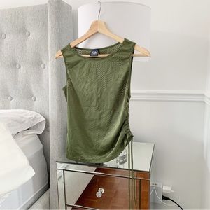 3/30$🤍 TWIK | army green jersey tank with side cinch